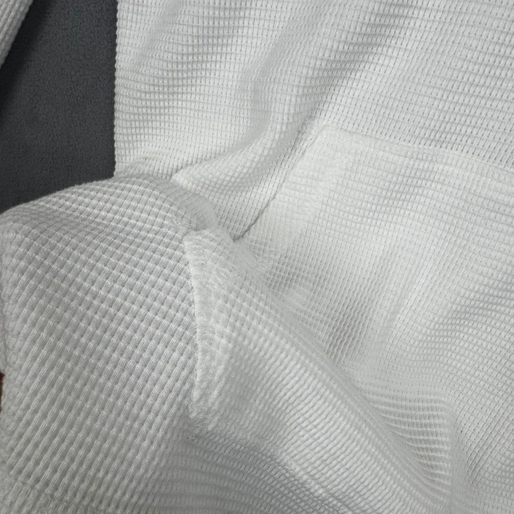 Polo Ralph Lauren Mens White Waffle Knit Thermal‎ Hoodie Large Pony Logo